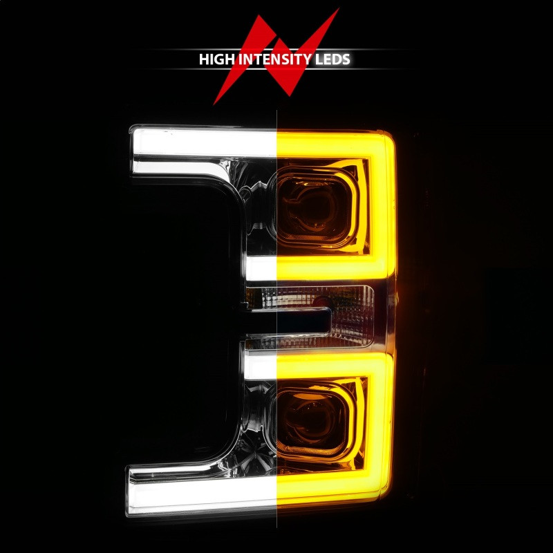 Anzo PROJECTOR PLANK STYLE SWITCHBACK HEADLIGHT CHROME/ AMBER for 17-19 F250