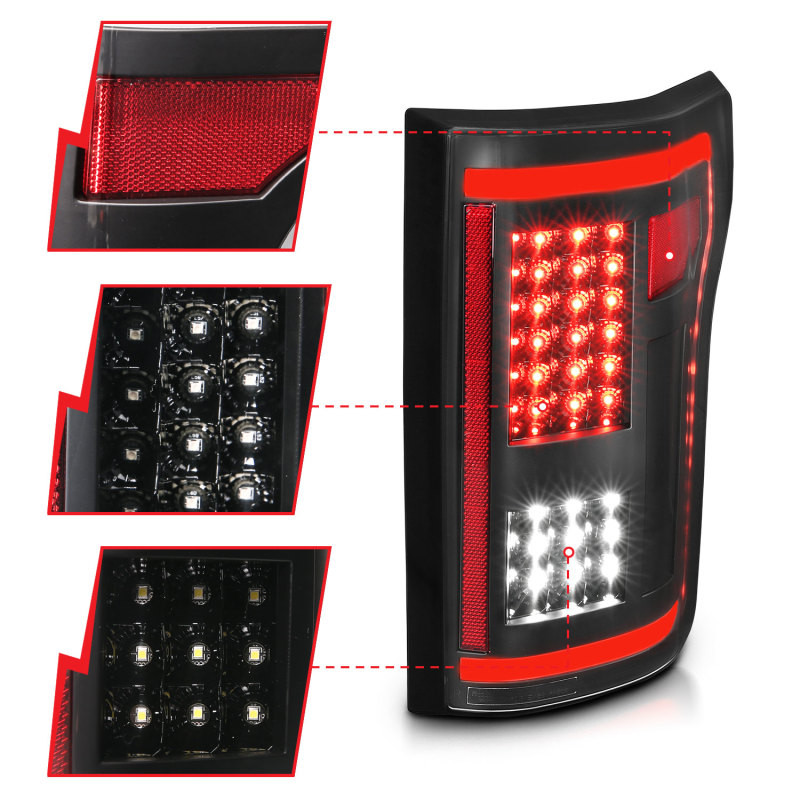 ANZO L.E.D TAIL LIGHTS G2 BLACK for 15-17 Ford F150 - 311285