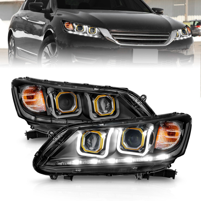 ANZO PROJECTOR HEADLIGHTS U-BAR BLACK CLEAR for 13-15 Accord Sedan