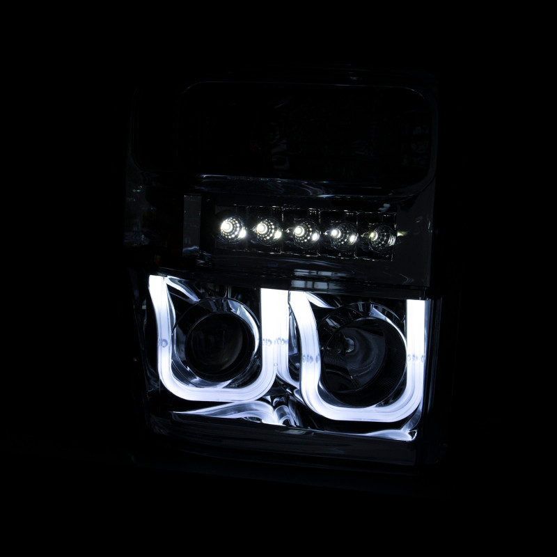 ANZO PROJECTOR HEADLIGHTS U-BAR BLACK CLEAR for 08-10 Ford F250 Super Duty