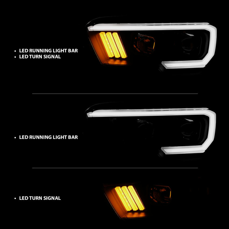 ANZO PROJECTOR HEADLIGHT BLACK W/ AMBER LED DRL for 16-18 Tacoma