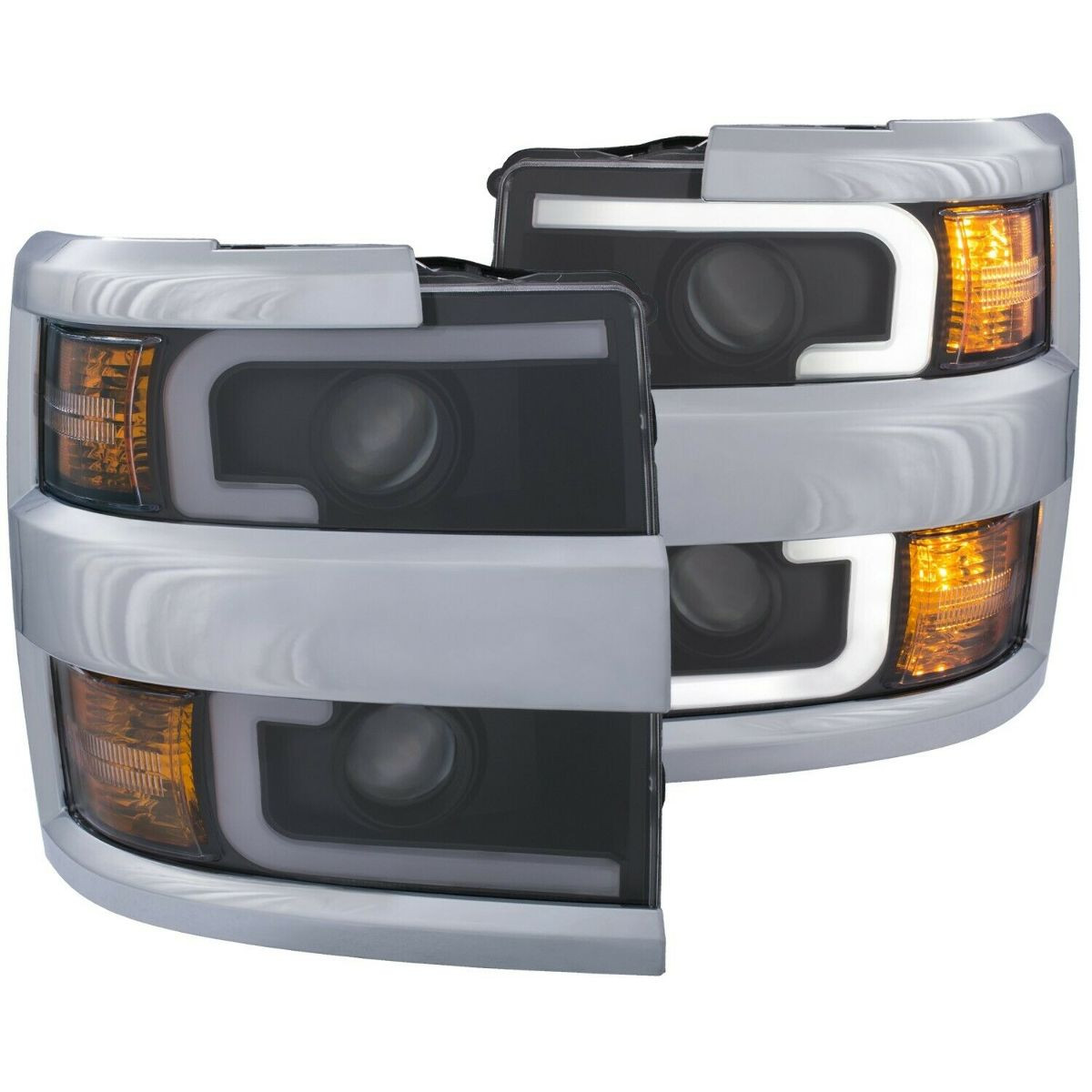 ANZO  PROJECTOR Headlight BLACK CLEAR AMBER for 15-19 Silverado 2500HD