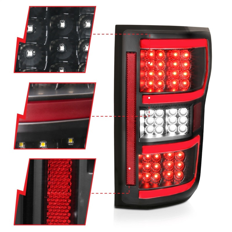 ANZO L.E.D TAIL LIGHTS BLACK  for 18-19 Ford F150 - 321338