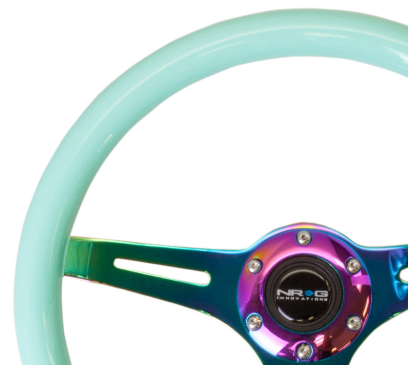 NRG 350mm 3 NeoChrome Spoke Classic Minty Fresh Wood Grain Steering Wheel