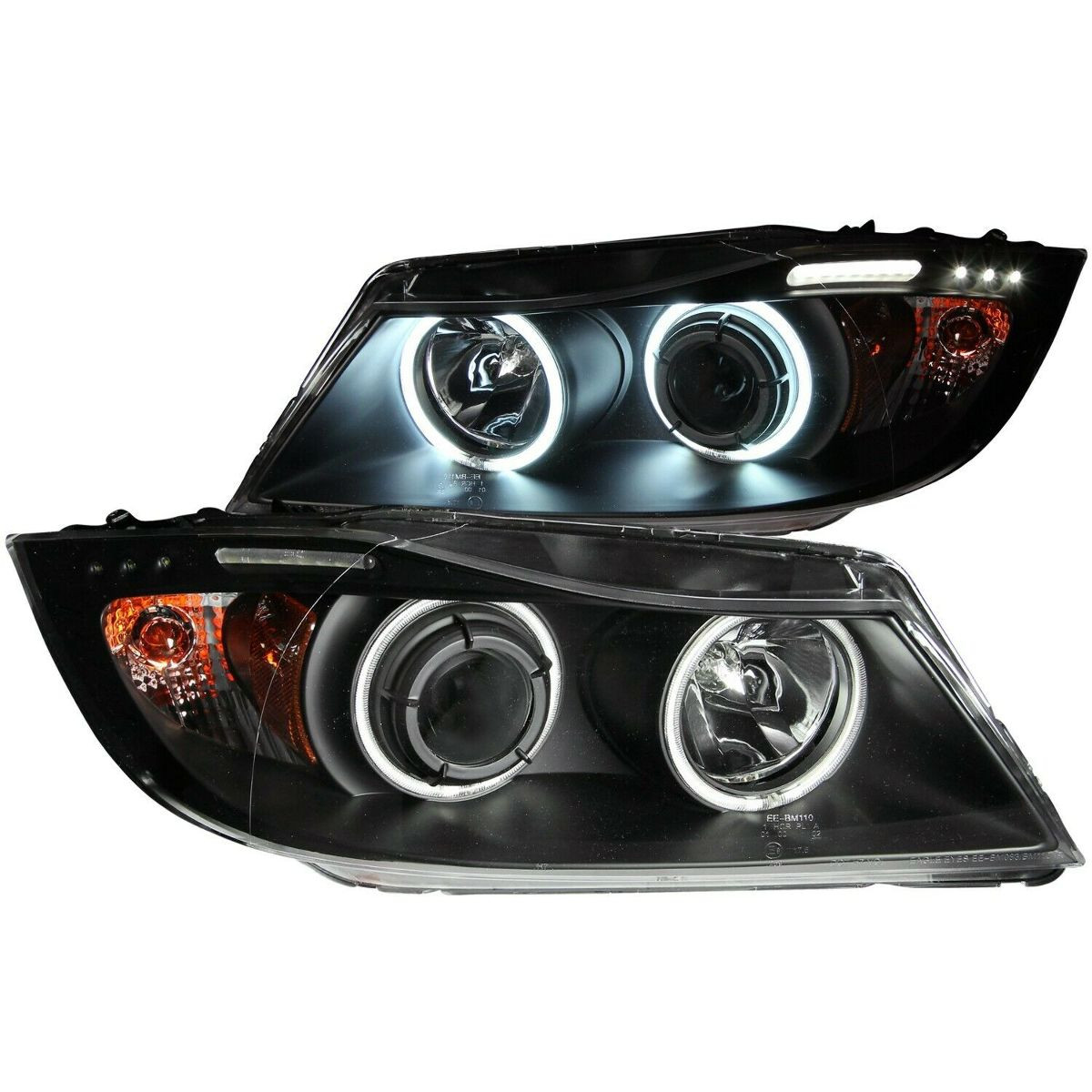 ANZO PROJECTOR HEADLIGHTS HALO w/ LED BAR BLACK for 06-08 BMW E90 / E91