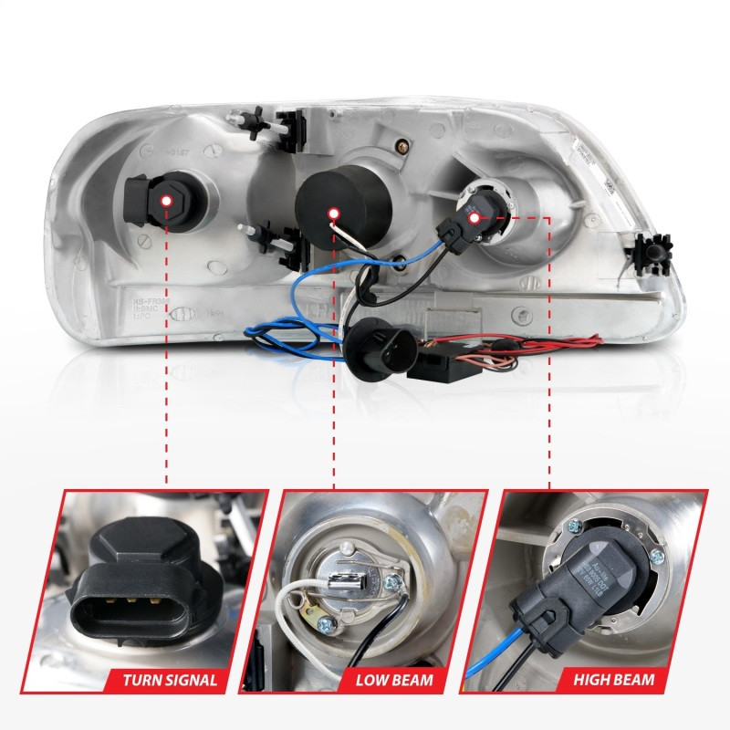 ANZO PROJECTOR HEADLIGHTS CHROME w/ HALO & LED (CCFL) for 97-03 F150