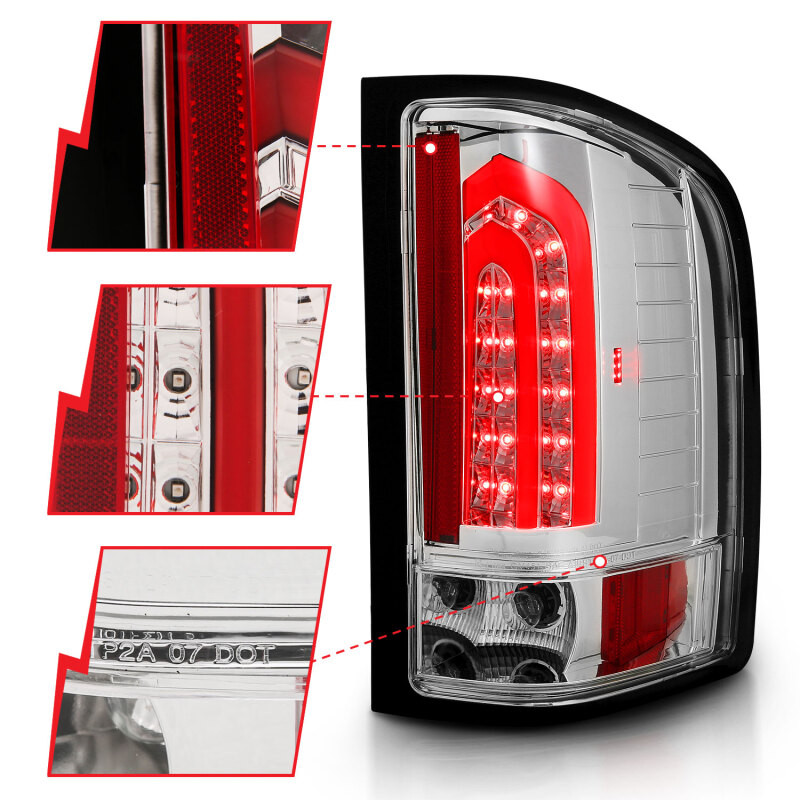 ANZO LED Taillights Chrome for 2007-2013 Chevrolet Silverado 1500
