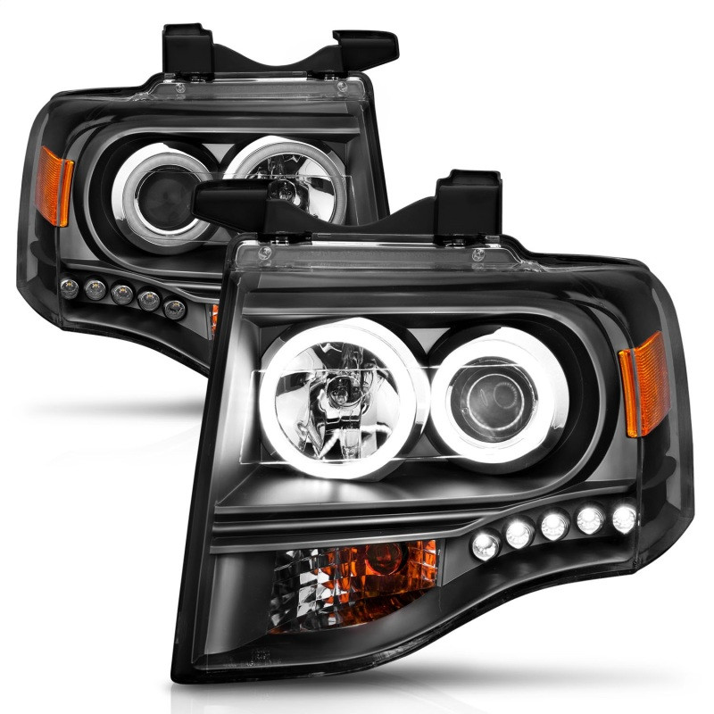 ANZO PROJECTOR HEADLIGHTS BLACK CLEAR for 07-13 Ford Expedition