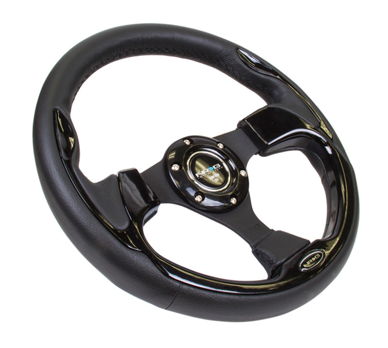 NRG New Age Sport Steering Wheel 320mm Black Leather w/ Black Inserts