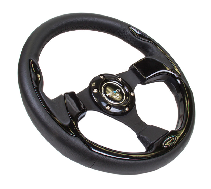NRG New Age Sport Steering Wheel 320mm Black Leather w/ Black Inserts