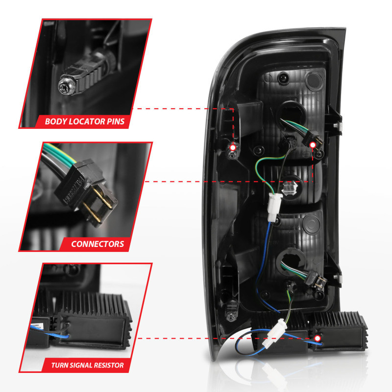 ANZO  L.E.D TAIL LIGHTS BLACK HOUSING CLEAR LENS for 14-18 Silverado