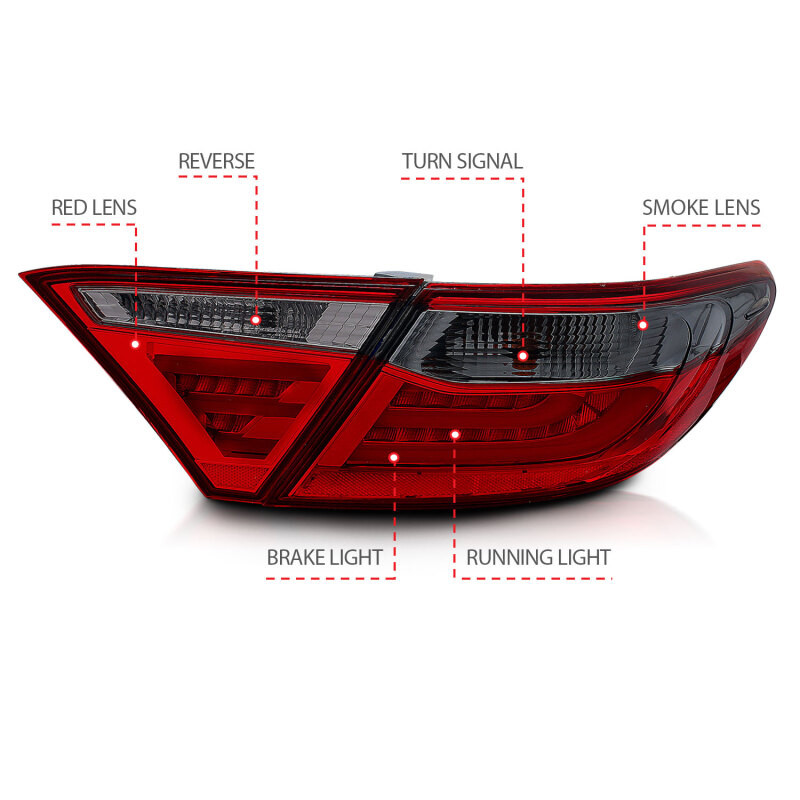 ANZO L.E.D Tail Light RED/SMOKE (4 PCS)  for 15-17 Toyota Camry