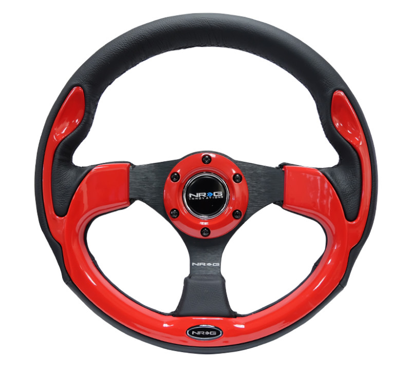 NRG 320mm Black w/ Red Trim Reinforced Steering Wheel - RST-001RD