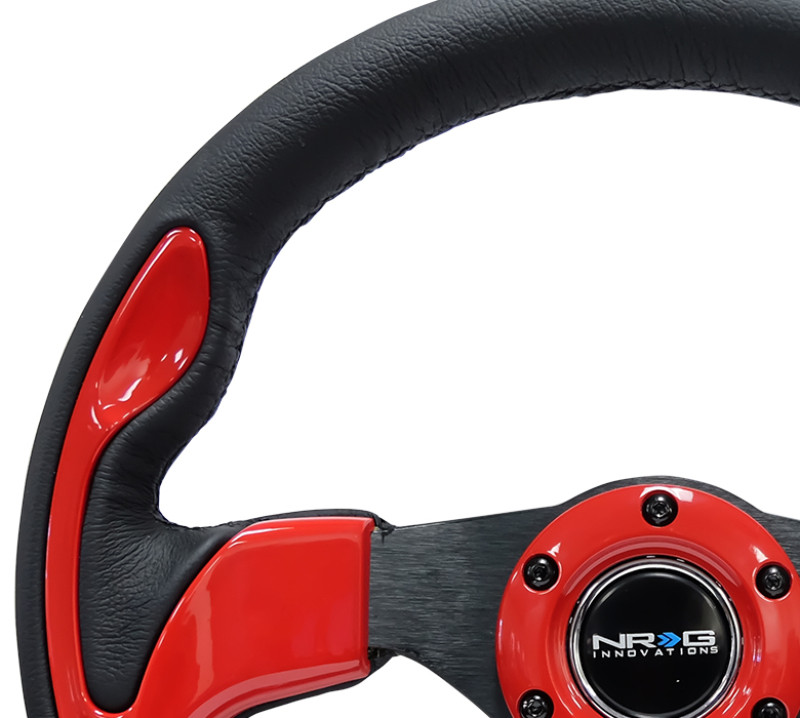 NRG 320mm Black w/ Red Trim Reinforced Steering Wheel - RST-001RD