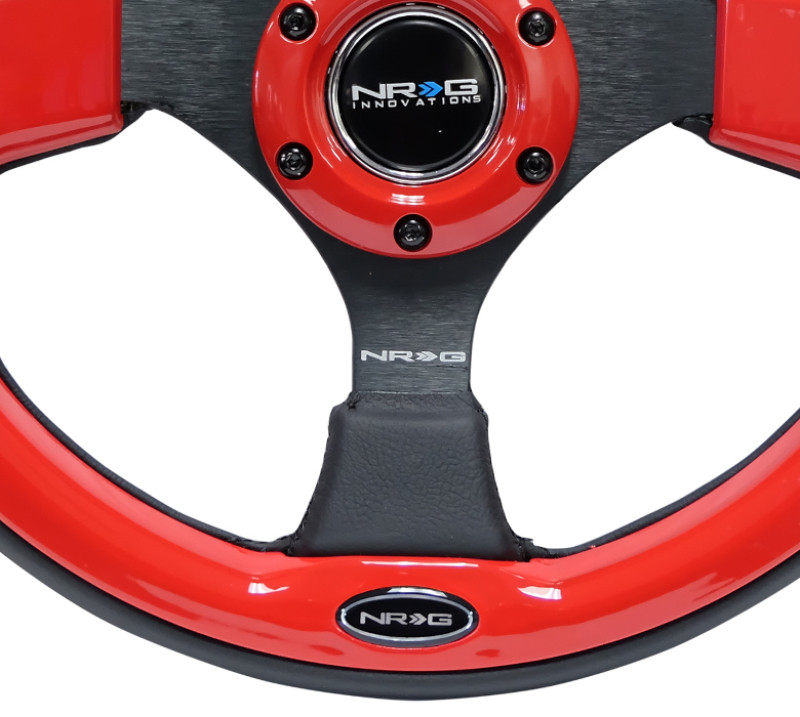 NRG 320mm Black w/ Red Trim Reinforced Steering Wheel - RST-001RD