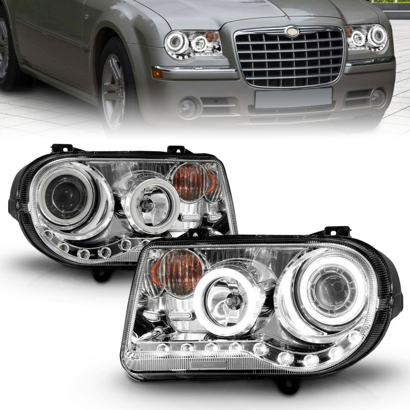 ANZO PROJECTOR HEADLIGHTS G2 HALOS LED CHROME for 05-10 Chrysler 300C