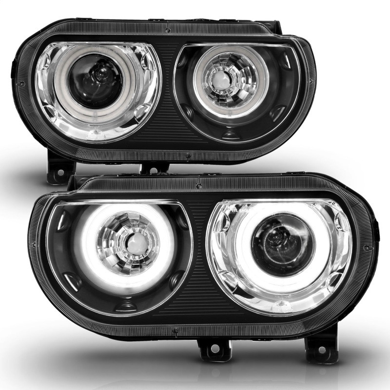 ANZO PROJECTOR HEADLIGHTS DUAL HALO BLACK for 08-14 Challenger