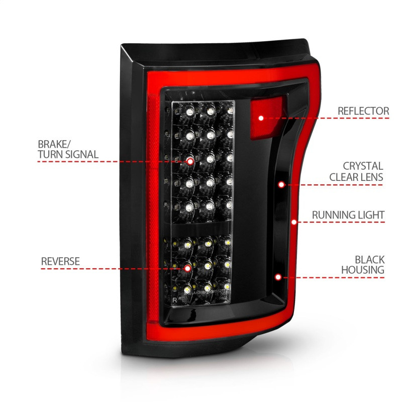 ANZO L.E.D Tail Light BLACK for 15-17 Ford F150 - 311261