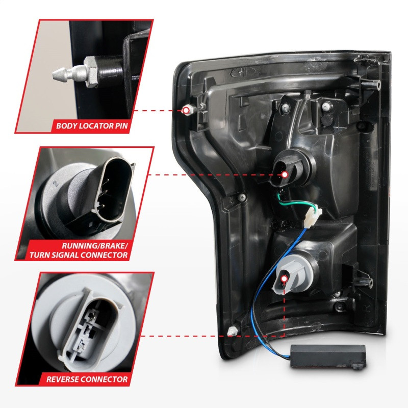 ANZO L.E.D Tail Light BLACK for 15-17 Ford F150 - 311261