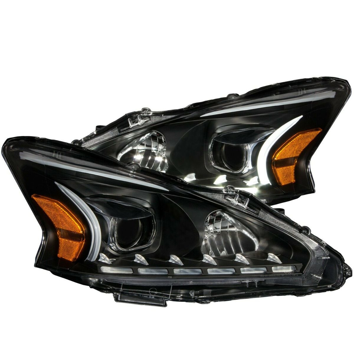 ANZO PROJECTOR HEADLIGHTS BLACK PLANK STYLE DESIGN for 13-14 Altima 4Dr