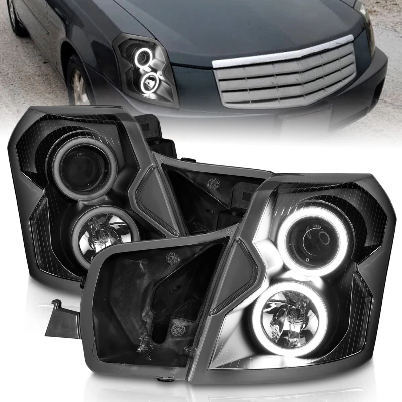 ANZO PROJECTOR HEADLIGHTS BLACK w/ HALO (SMD LED) for 03-07 Cadillac CTS