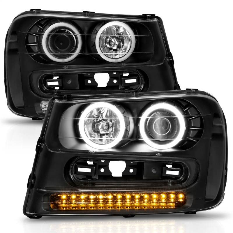 ANZO PROJECTOR HEADLIGHTS BLACK w/ HALO (CCFL) for 02-09 Trailblazer