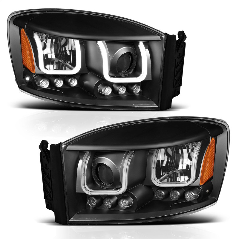 ANZO PROJECTOR HEADLIGHTS U-BAR BLACK CLEAR for 06-08 Dodge Ram 1500