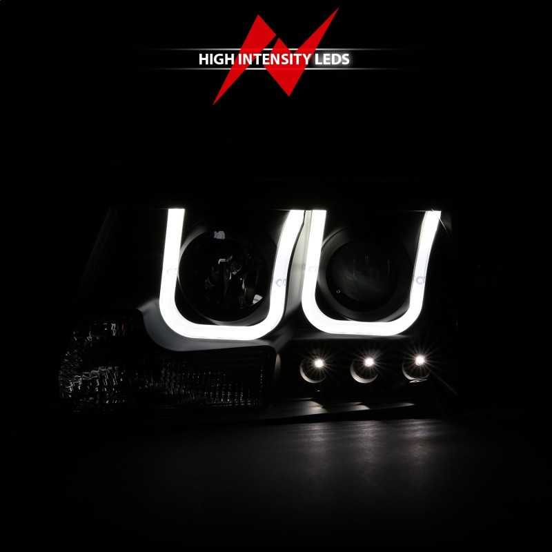 ANZO PROJECTOR HEADLIGHTS U-BAR BLACK CLEAR for 04-08 Ford F150