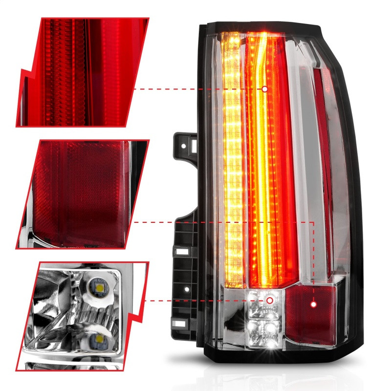 ANZO L.E.D TAIL LIGHTS CHROME for 15-19 GMC YUKON/ XL / DENALI