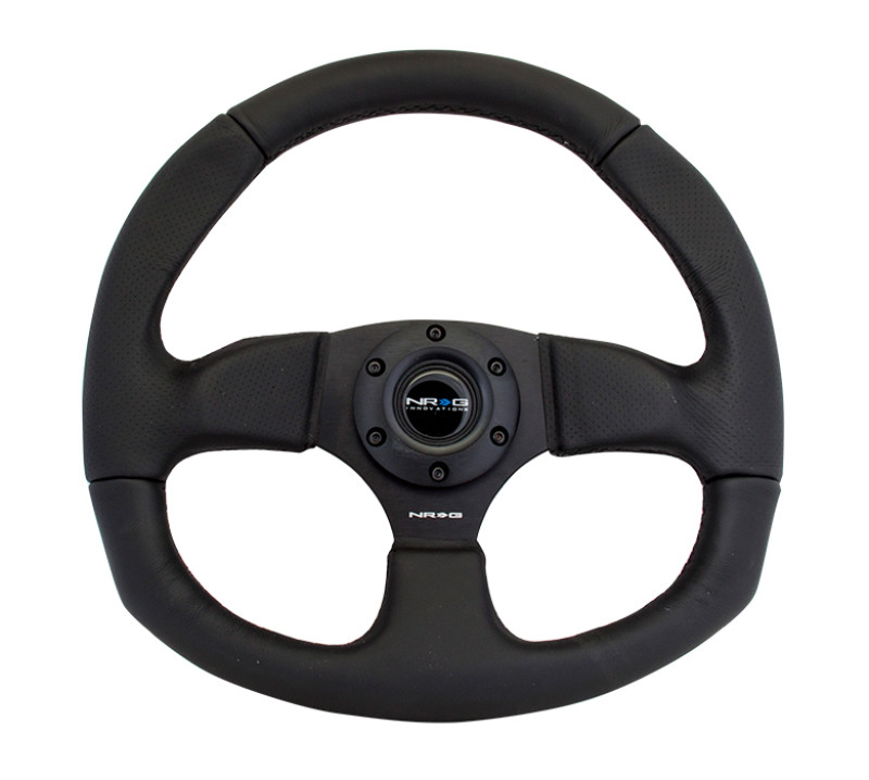 NRG New Age Sport Steering Wheel 320mmx330mm Black Leather w/ Black Stitch