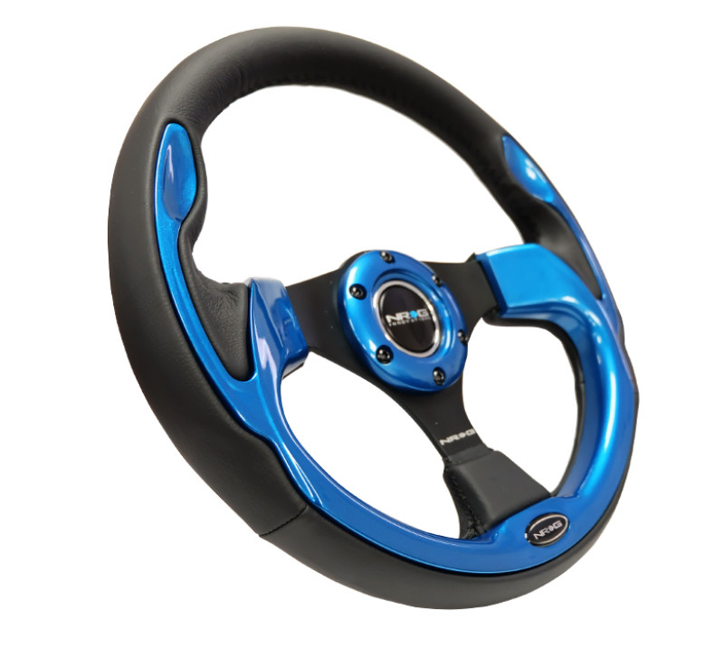 NRG New Age Sport Steering Wheel 320mm Black Leather w/ Blue Inserts