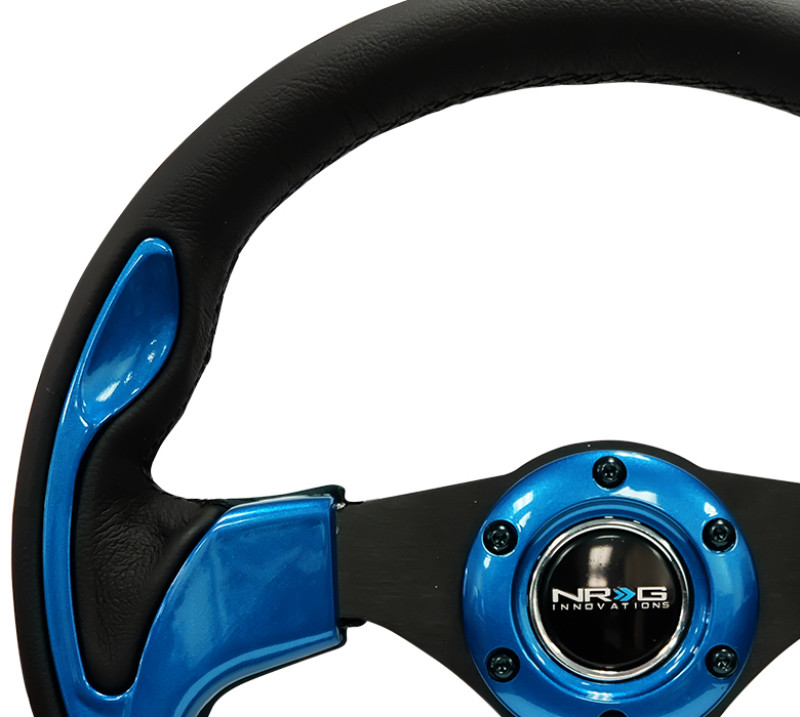 NRG New Age Sport Steering Wheel 320mm Black Leather w/ Blue Inserts