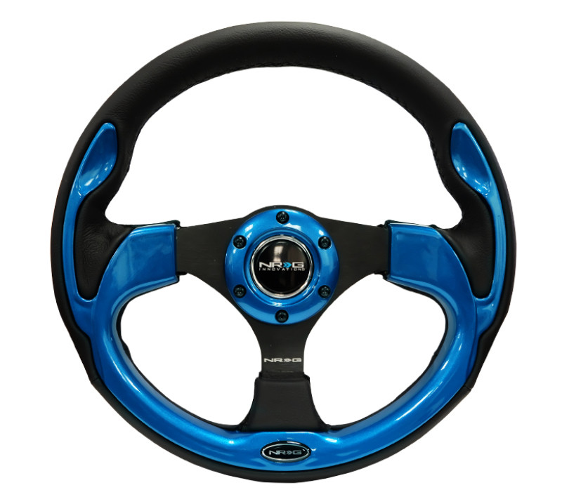 NRG New Age Sport Steering Wheel 320mm Black Leather w/ Blue Inserts