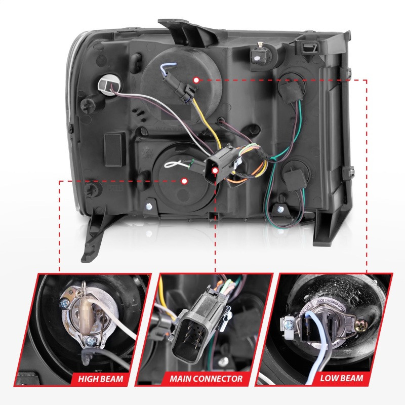 ANZO PROJECTOR HEADLIGHTS BLACK w/ HALO (CCFL) for 07-13 Sierra 1500