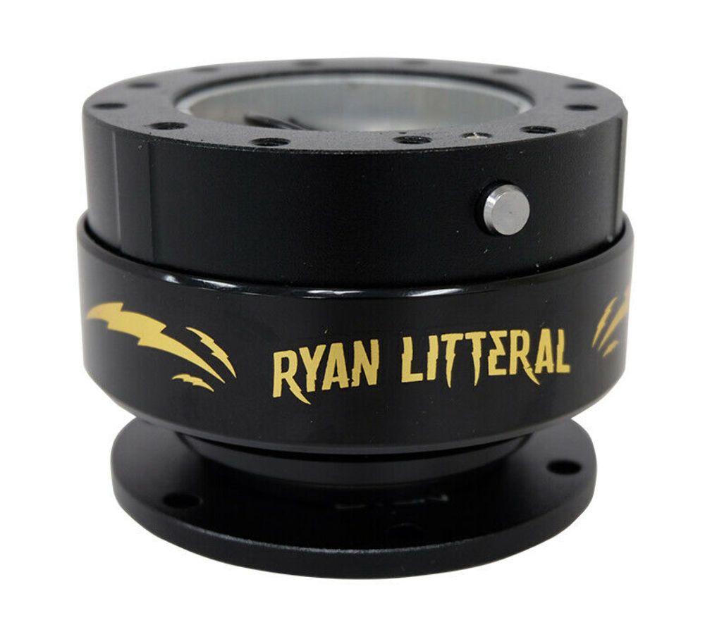 NRG Gen 2.0 Black / Black Ring w/ Gold Ryan Litteral Logo Quick Release Kit