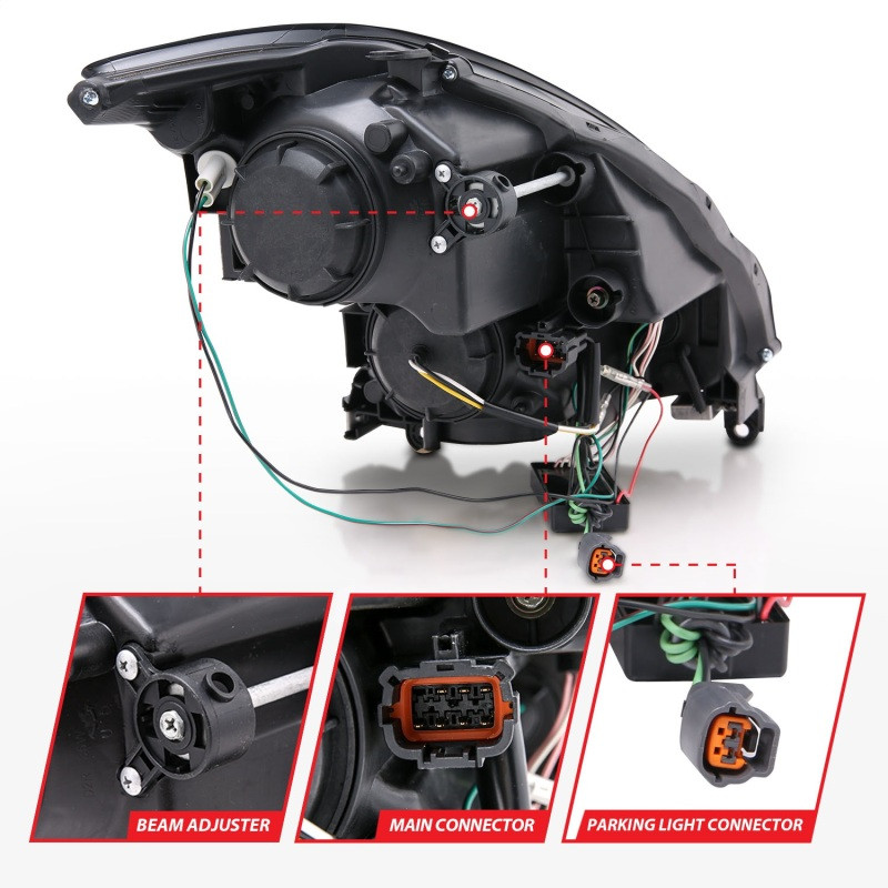 ANZO HEADLIGHTS BLACK PROJECTOR CLEAR HALO for 03-07 Nissan G35 Coupe