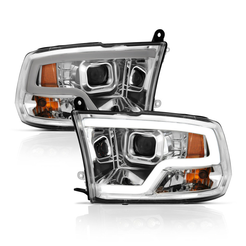 ANZO PROJECTOR HEADLIGHT w/ HALO CHROME CLEAR AMBER  for 09-18 Dodge Ram