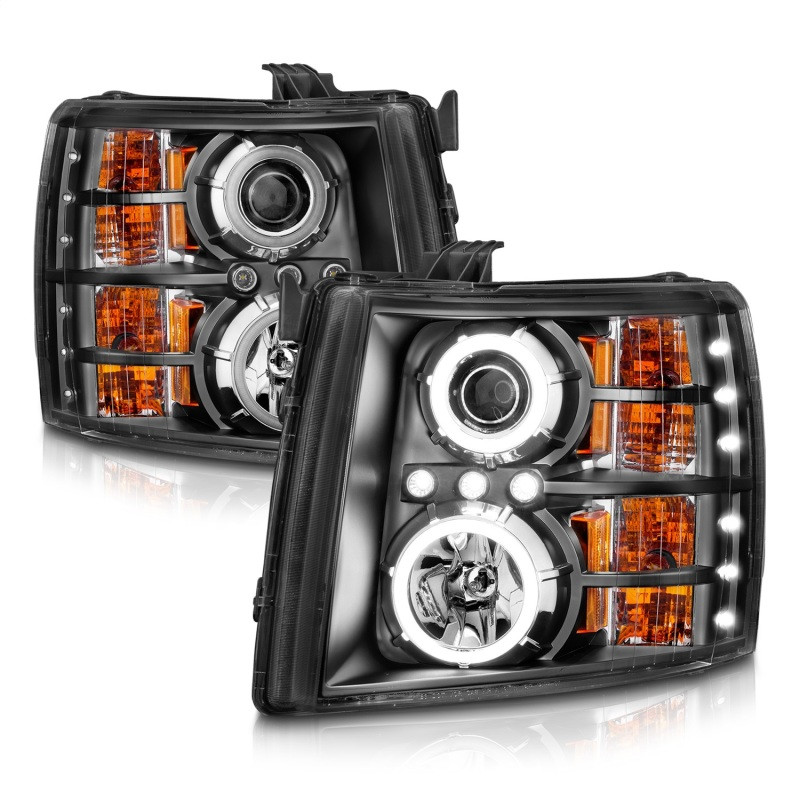 ANZO PROJECTOR HEADLIGHTS BLACK CLEAR (CCFL) for 07-13 Silverado 1500