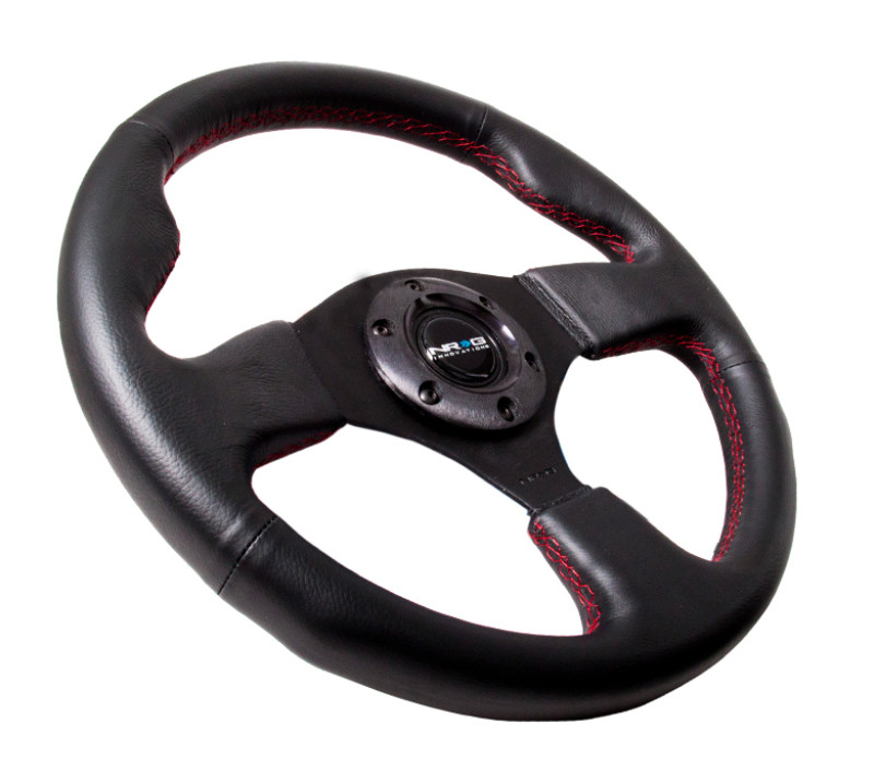 NRG New Age Sport Steering Wheel 320mm Leather w/ Red Stitch