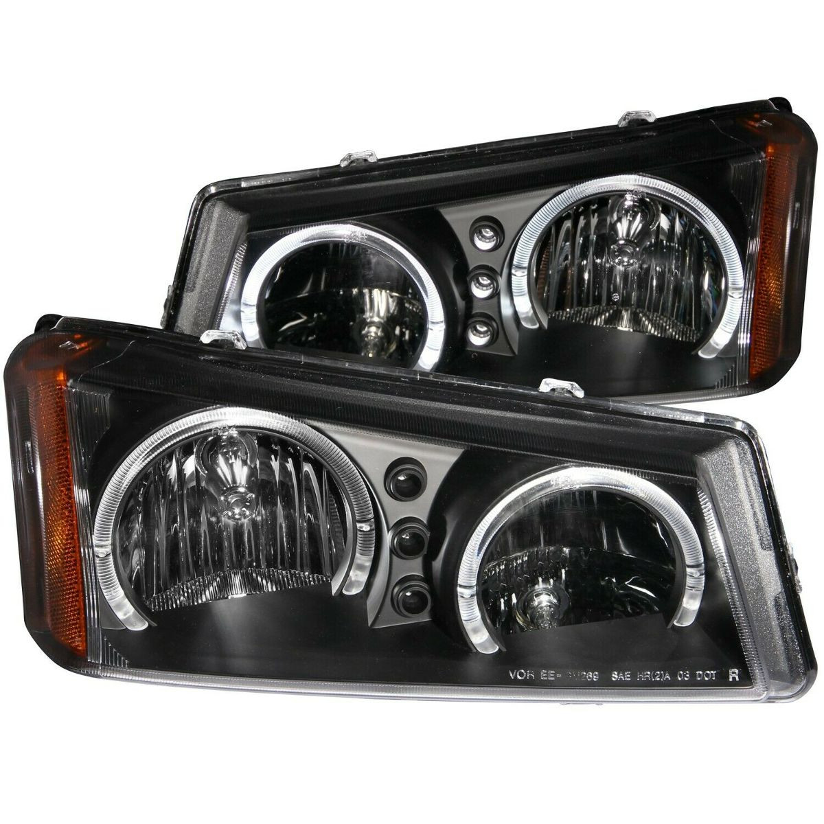 ANZO CRYSTAL HEADLIGHTS BLACK 2 HALOS w/ LED for 03-06 Silverado