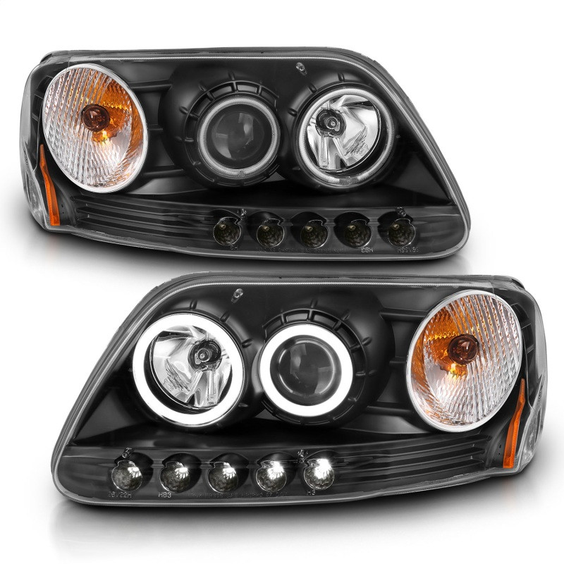 ANZO PROJECTOR HEADLIGHTS BLACK w/ HALO & LED (SMD LED) for 97-03 F150