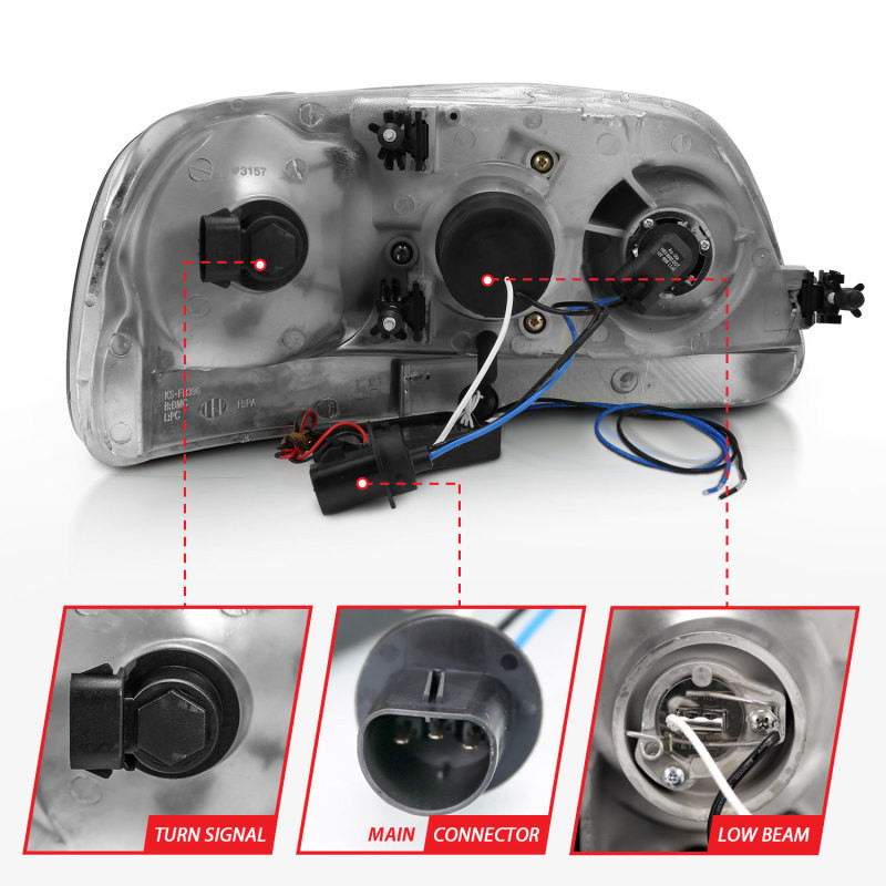 ANZO PROJECTOR HEADLIGHTS BLACK w/ HALO & LED (SMD LED) for 97-03 F150