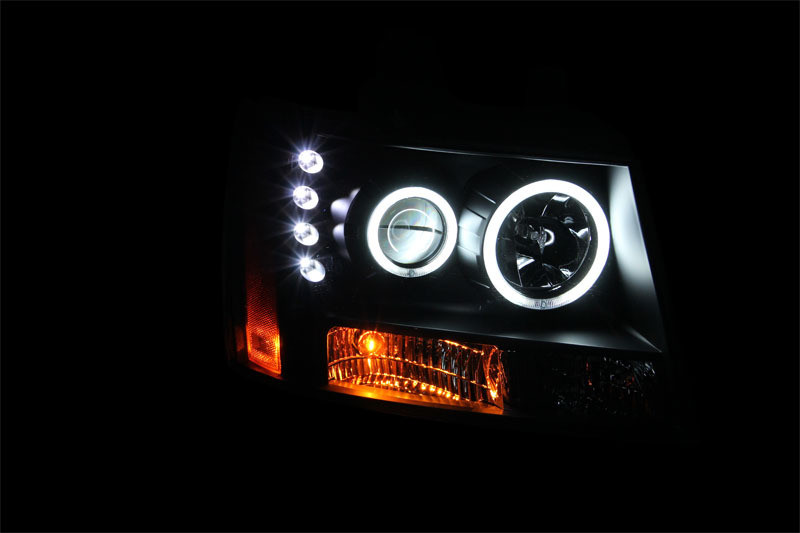 ANZO PROJECTOR HEADLIGHTS BLACK w/ HALO (SMD LED) for 07-13 Tahoe / Suburban