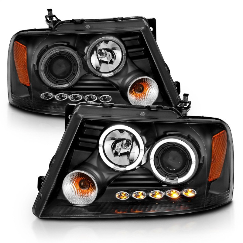 ANZO PROJECTOR HEADLIGHTS 2 HALOS LED for 04-08 Ford F150