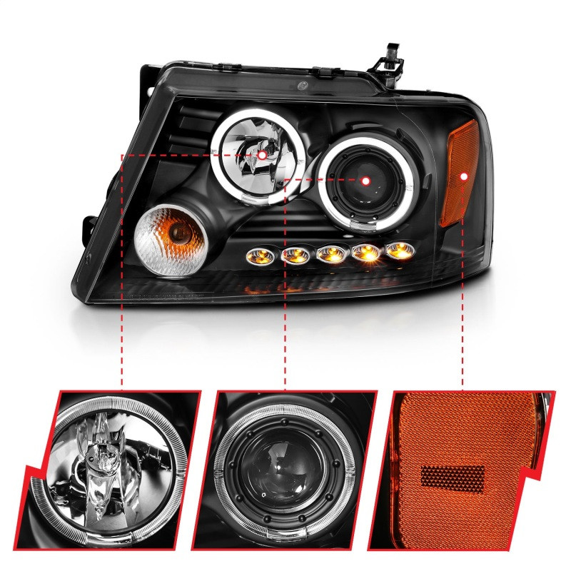 ANZO PROJECTOR HEADLIGHTS 2 HALOS LED for 04-08 Ford F150