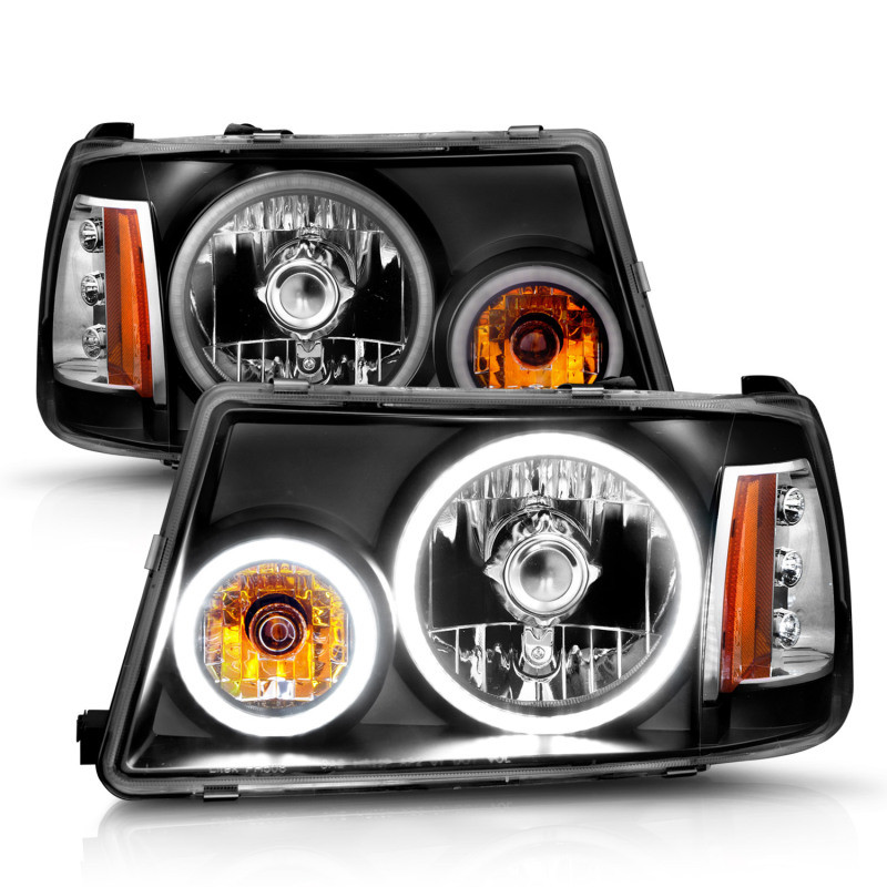 ANZO CRYSTAL HEADLIGHTS BLACK w/ HALO (SMD LED) 1PC for 01-11 Ford Ranger
