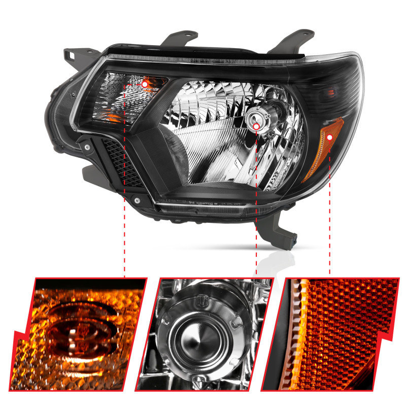 ANZO CRYSTAL HEADLIGHT BLACK for 12-15 Toyota Tacoma