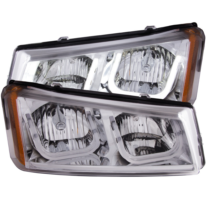 ANZO CRYSTAL HEADLIGHTS U-BAR CHROME for 03-06 SILVERADO / AVALANCHE