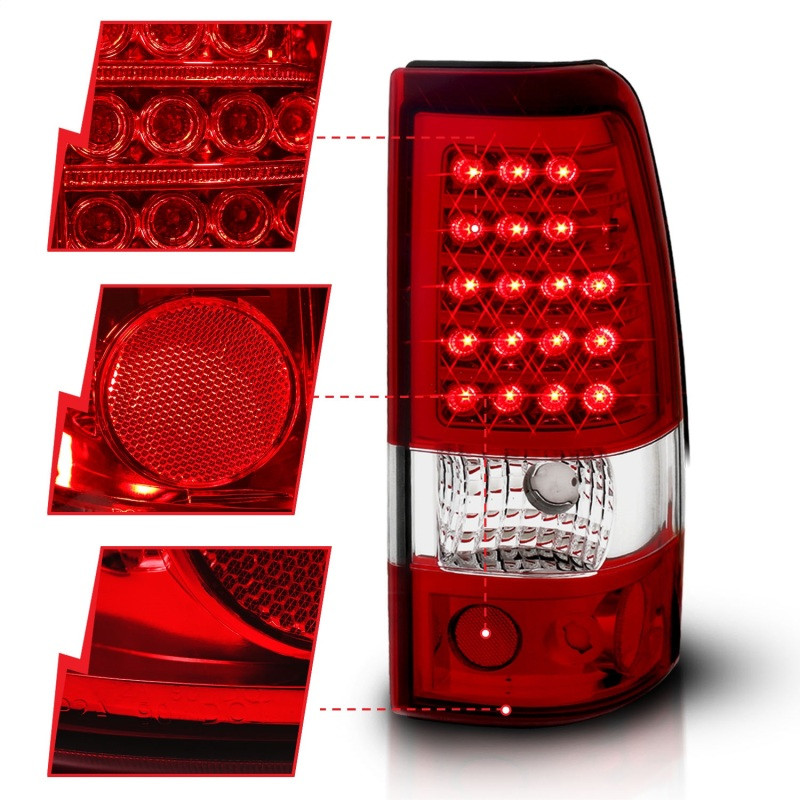 ANZO LED Taillights Red/Clear for 2003-2006 Chevrolet Silverado 1500