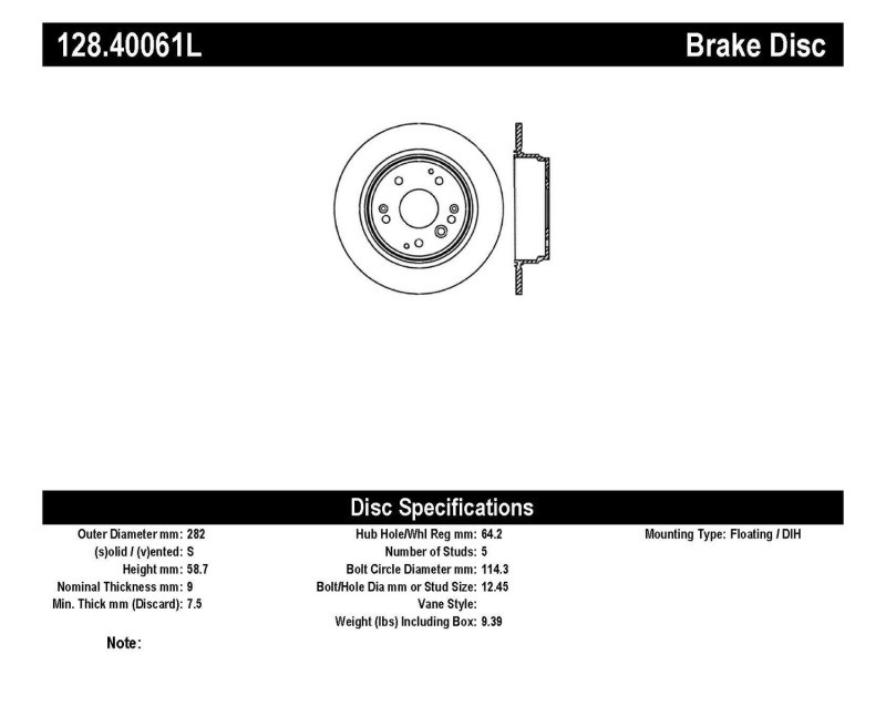 StopTech Drilled Rear Brake Rotors for 04-08 Acura TL Base